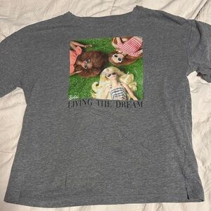 Old Navy Gray Tee with Barbie Graphic